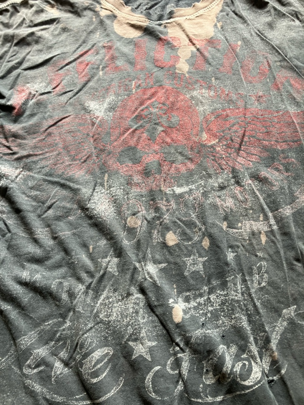 Affliction Black Distressed Graphic Tank with Red Skull Print - Picture 3 of 6